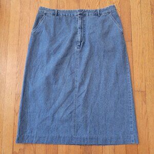 Kim Rogers Sport Denim Maxi Skirt 16 Cotton Blue Jean Modest